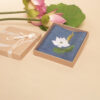 khăn tay xanh dương 07 hoa sen nhuỵ vàng