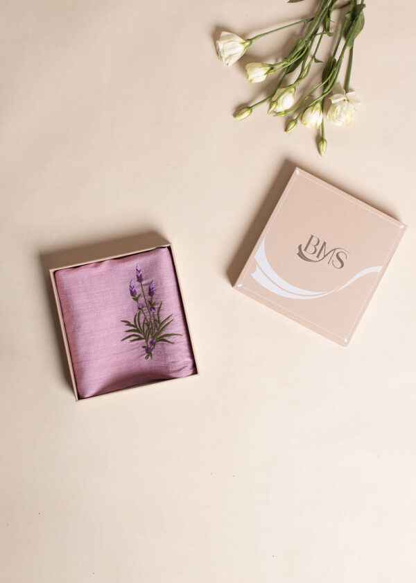 Khăn Tay Lụa Tơ Tằm Thêu Hoa Lavender 5