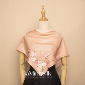 khăn lụa hồng vỏ đỗ cành đào 70