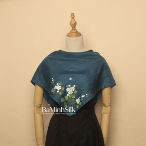 khăn lụa vuông vẽ hoa nhài cổ vịt 70x70