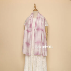 khăn choàng lụa dài shibori tím 990k