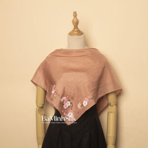 khăn lụa vuông hồng vỏ đỗ cành đào 80x80