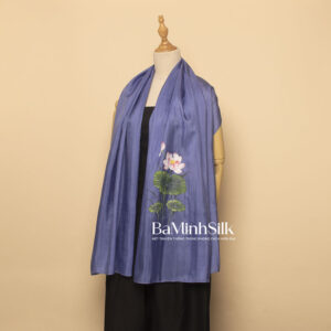 khăn lụa dài xanh x01 hoa sen