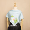 khăn lụa xanh mint hoa sen 80x80