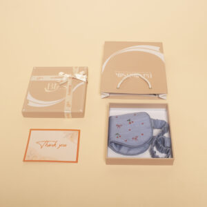 cách đóng gói bịt mắt lụa xanh dương cherry ngọt ngào