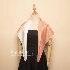 khăn lụa vuông 2 màu trắng hồng 80x80cm