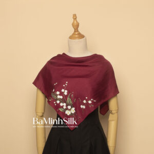 khăn lụa vuông Đỏ hoa linh lan 70x70cm