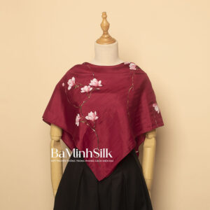 khăn lụa vuông vẽ hương mộc lan 80x80