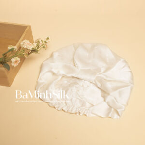 mũ trùm tóc lụa trắng